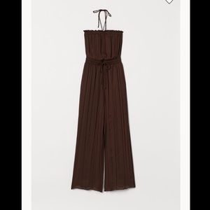 H&M Brown Micro Pleat Jumpsuit